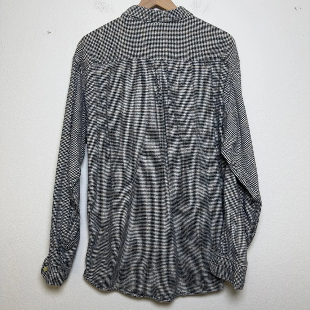 J. Crew Men Houndstooth‎ Button Front Long Sleeve Shirt XLT Plaid 100% Cotton